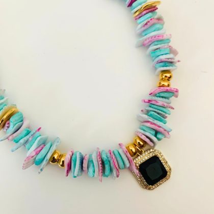 Χειροποίητο Κολιέ Πολύχρωμο Μπλε