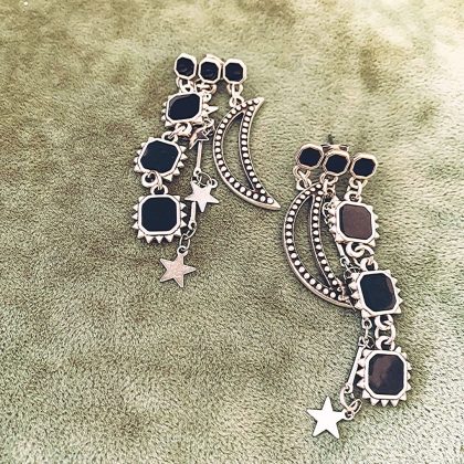 Χειροποίητα Σκουλαρίκια με Ασημένια Στοιχεία